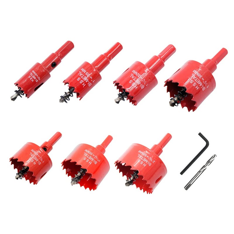Laiwei Hole Saw Kit - 7PCS Power Drill Tool Set for Wood, PVC, Aluminium, Drywall (20-55mm) - Image 1