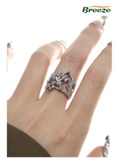 Breeze Zircon open couple ring trendy cool niche design high-end cool style couple ring  - Image 2