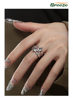 Breeze Zircon open couple ring trendy cool niche design high-end cool style couple ring  - Image 3