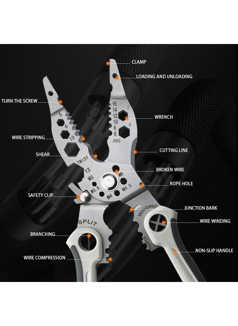 YAMOLISH ENTERPRISE 12 in 1 Pliers Tool Sets Stainless Steel MultiTool Pliers Wire Cutter Stripper Crimping Tool For Electricians  - Image 2