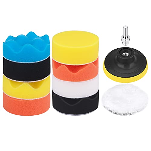Petutu 3 Inch Buffing and Polishing Pads Kit 11PCS Buffing Pads with Drill Adapter Foam Polisher Pad for Car Waxing - Image 1