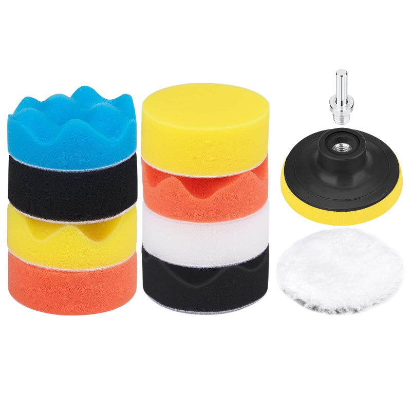 Petutu 3 Inch Buffing and Polishing Pads Kit 11PCS Buffing Pads with Drill Adapter Foam Polisher Pad for Car Waxing - Image 3