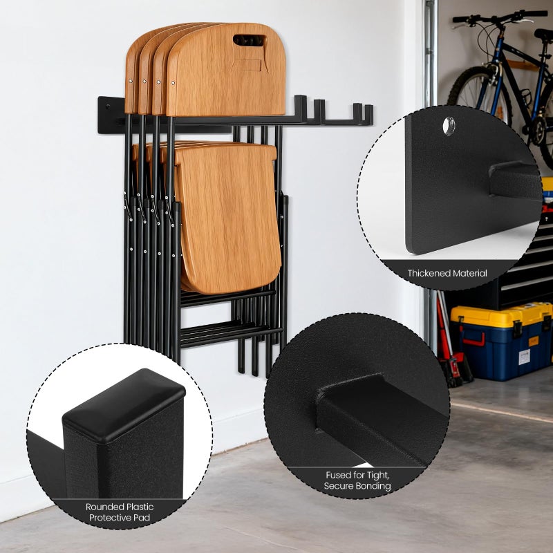 Neiteli 2 Pack Folding Chair Storage Rack,Folding Chair Rack,garage organizer wall mount,tool hangers for garage wall,Holds 240 lbs - Image 3