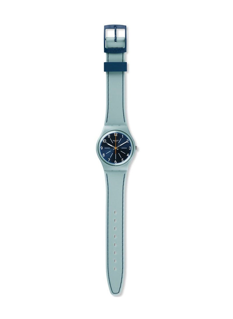 Swatch ساعة يد تناظرية ذات غرز زرقاء للجنسين - Image 3