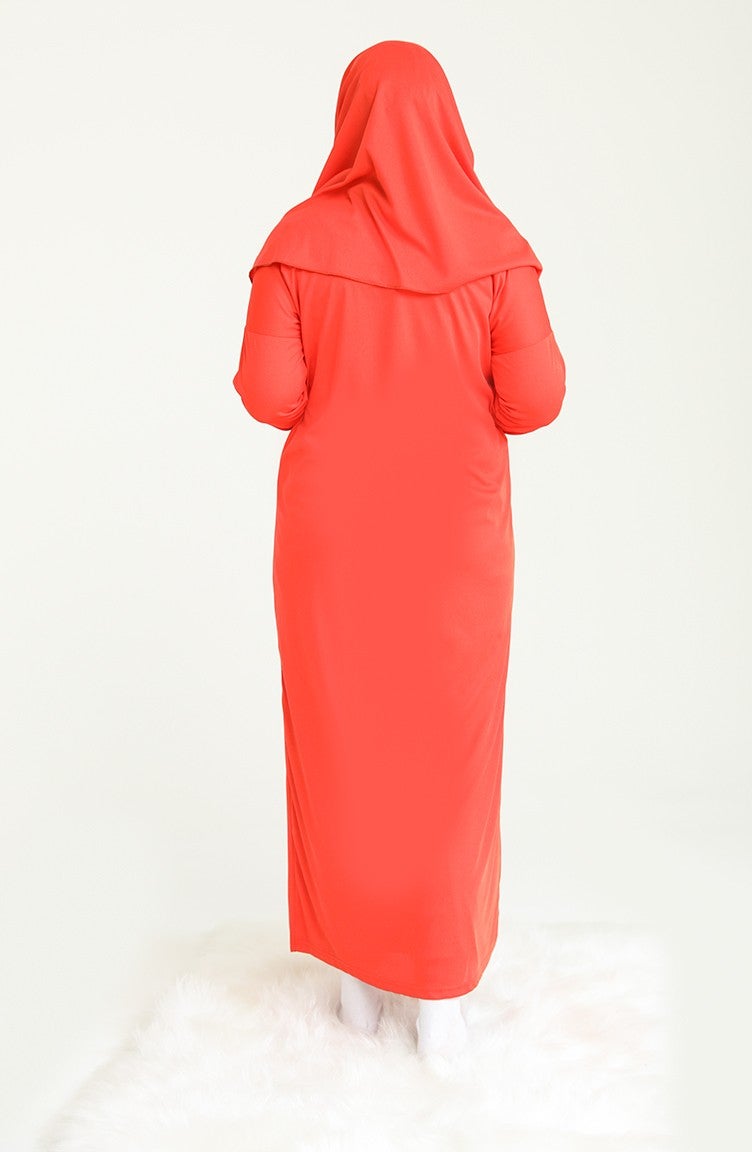 Sefa Merve Prayer Dress with Bag 4486A-08 Orange - Image 3