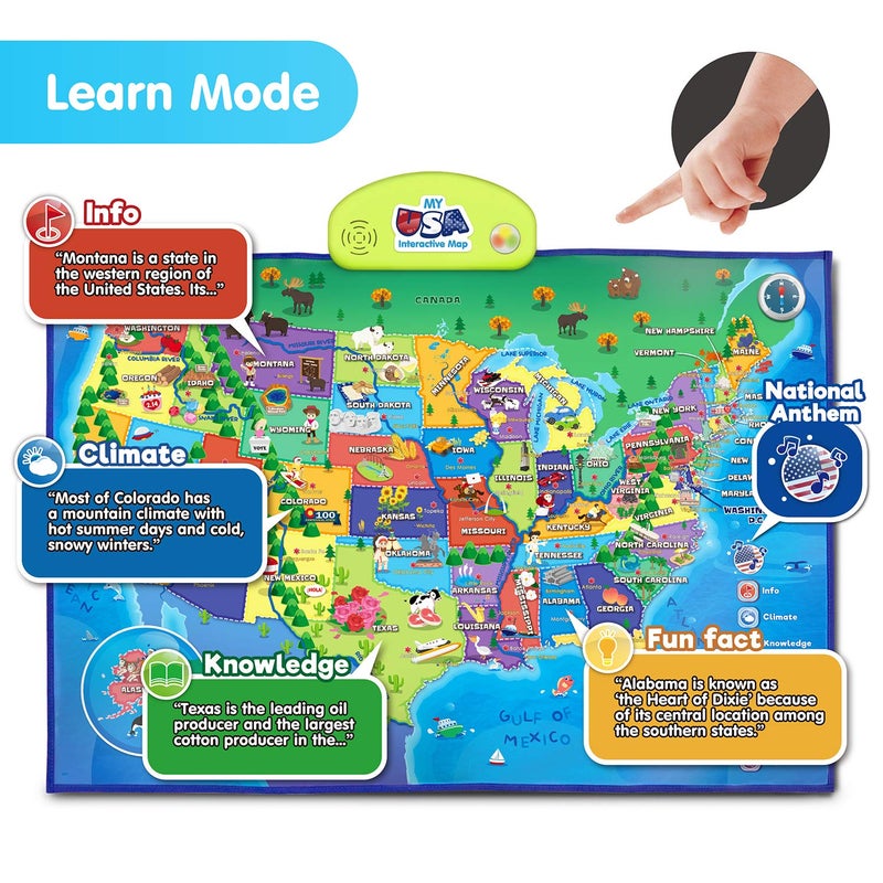 BEST LEARNING i-Poster My USA â€“ Interactive Talking United States Map for Kids Ages 5-12 to Learn States, Capitals & Fun Facts - Image 3