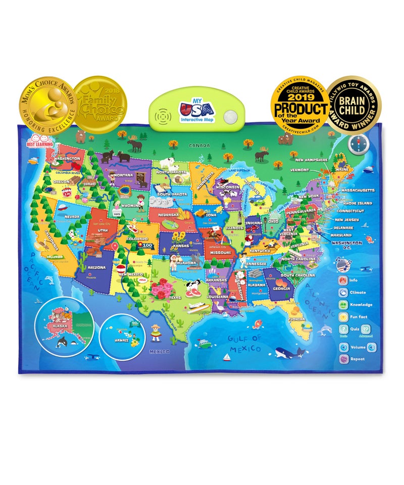 BEST LEARNING i-Poster My USA â€“ Interactive Talking United States Map for Kids Ages 5-12 to Learn States, Capitals & Fun Facts - Image 1