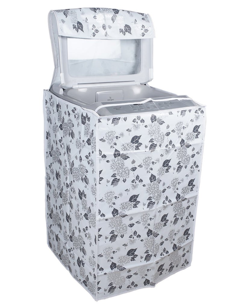 Classic® Top Load Washing Machine Cover Suitable for LG 8 Kg, 8.5 Kg, 9 Kg, 9.5 Kg, 10 Kg (63cmsX63cmsX93cms, Half White & Grey) - Image 1