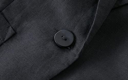 Jofemuho Womens Linen Blazer Casual 3/4 Sleeve Solid Color Business Suit Jacket for Work A Black M - Image 5
