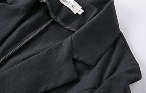 Jofemuho Womens Linen Blazer Casual 3/4 Sleeve Solid Color Business Suit Jacket for Work A Black M - Image 4