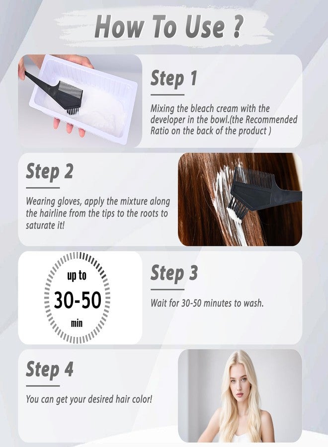JUANCHI Gentle Cream Hair Bleach Kit, Ammonia-Free Bleach for Hair with Developer, Lifts Up to 8 Levels, No-Drip Hair Lightening Kit for Home Use - Image 5
