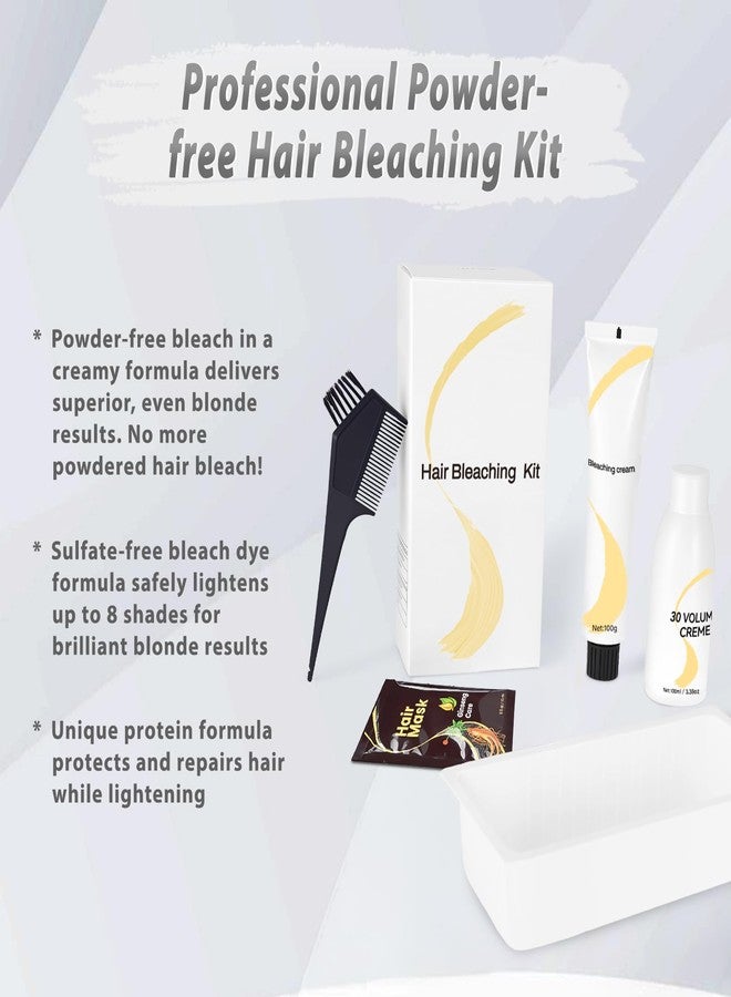 JUANCHI Gentle Cream Hair Bleach Kit, Ammonia-Free Bleach for Hair with Developer, Lifts Up to 8 Levels, No-Drip Hair Lightening Kit for Home Use - Image 4