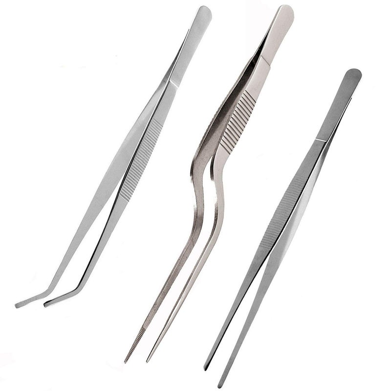 Teanfa Tongs TweezersStainless Steel Tongs tweezer with Cooking UtensilsPrecision serrated tips