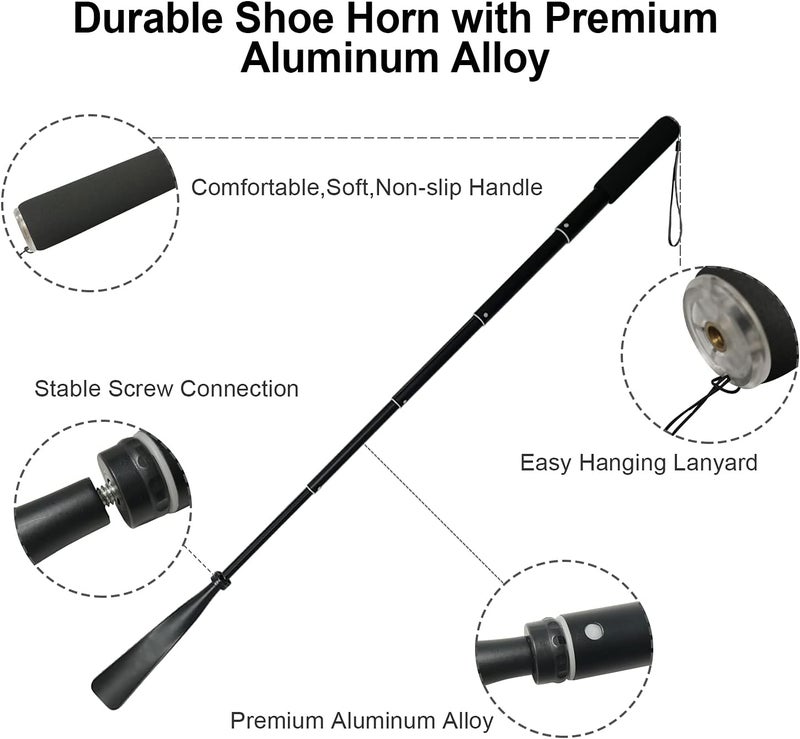 TriPro Shoe Horn Long Handle -15"-37" Telescopic Metal Shoe Horn Adjustable Length, Aluminum Alloy, Portable Long Handled Shoe Horn, Shoe Horn Long Handle For Seniors Men Women Kids - Image 4