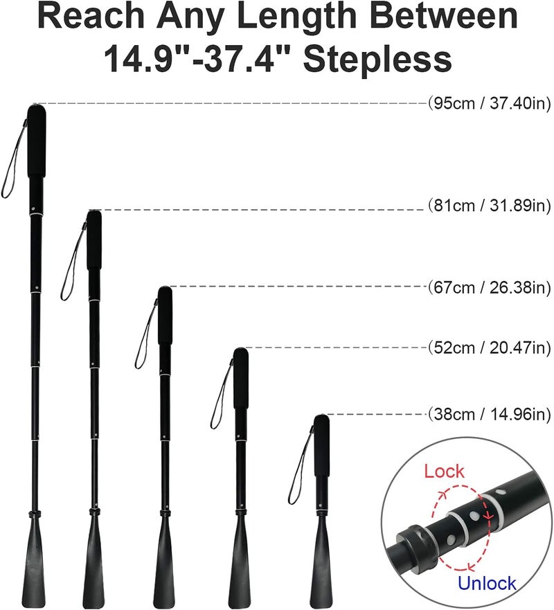 TriPro Shoe Horn Long Handle -15"-37" Telescopic Metal Shoe Horn Adjustable Length, Aluminum Alloy, Portable Long Handled Shoe Horn, Shoe Horn Long Handle For Seniors Men Women Kids - Image 2
