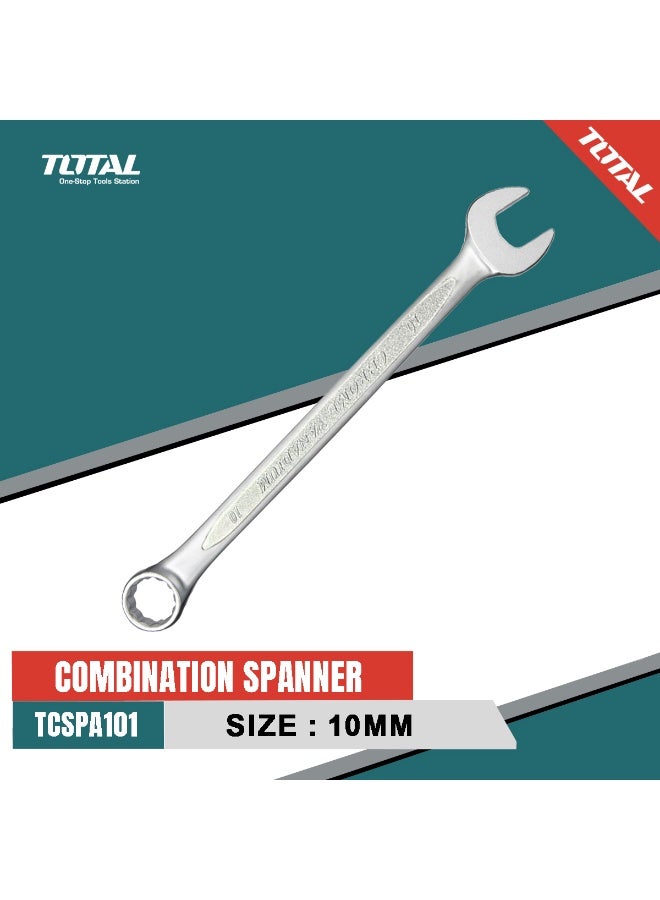TOTAL TCSPA101 10mm Combination Spanner, Double End Open & Ring Spanner, Chrome Vanadium Steel Wrench, 140mm Hand Tool, Corrosion Resistant Combination Wrench for Automotive, Mechanical, Workshop & Home Repair - Image 5