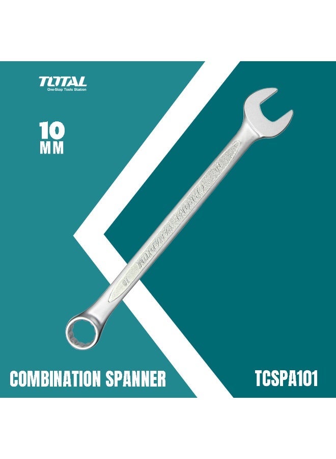 TOTAL TCSPA101 10mm Combination Spanner, Double End Open & Ring Spanner, Chrome Vanadium Steel Wrench, 140mm Hand Tool, Corrosion Resistant Combination Wrench for Automotive, Mechanical, Workshop & Home Repair - Image 2