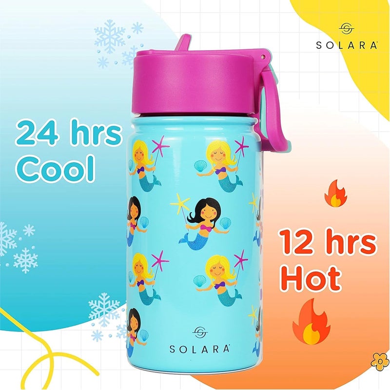 SOLARA Amazi Kids Insulated Water Bottle for Kids 450ml, Kids Water Bottle, Sipper Bottle for Kids, Thermosteel Kids Bottles, Stainless Steel Water Bottles for Kids, Straw Bottle for Kids, Mermaid - Image 4