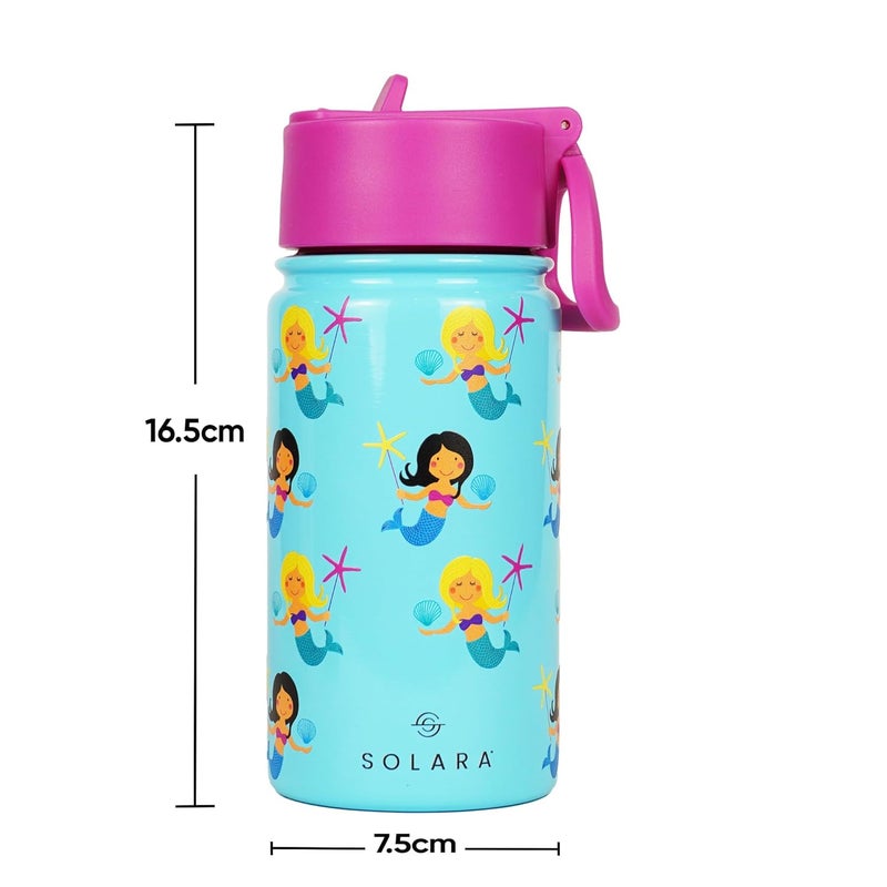 SOLARA Amazi Kids Insulated Water Bottle for Kids 450ml, Kids Water Bottle, Sipper Bottle for Kids, Thermosteel Kids Bottles, Stainless Steel Water Bottles for Kids, Straw Bottle for Kids, Mermaid - Image 5