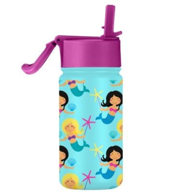 SOLARA Amazi Kids Insulated Water Bottle for Kids 450ml, Kids Water Bottle, Sipper Bottle for Kids, Thermosteel Kids Bottles, Stainless Steel Water Bottles for Kids, Straw Bottle for Kids, Mermaid - Image 1