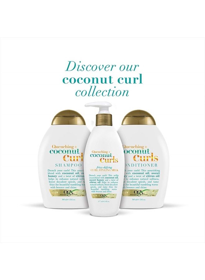 Ogx Quenching + Coconut Curls Frizz-Defying Curl Styling Milk, Nourishing Leave-In Hair Treatment with Coconut Oil, Citrus Oil & Honey, Paraben-Free and Sulfated-Surfactants Free, 6 fl oz  - Image 3