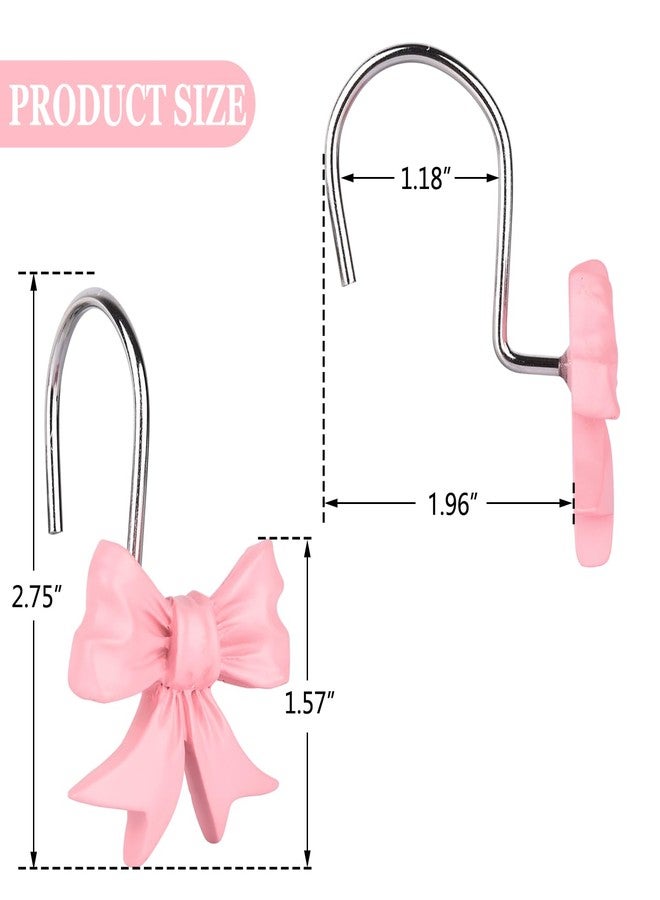 EVOOKA 12pcs Bow Knot Shower Curtain Hooks,Home Decorative Shower Curtain Rings for Bathroom,Resin Shower Curtain Hangers Bathroom Accessories (Pink) - Image 3
