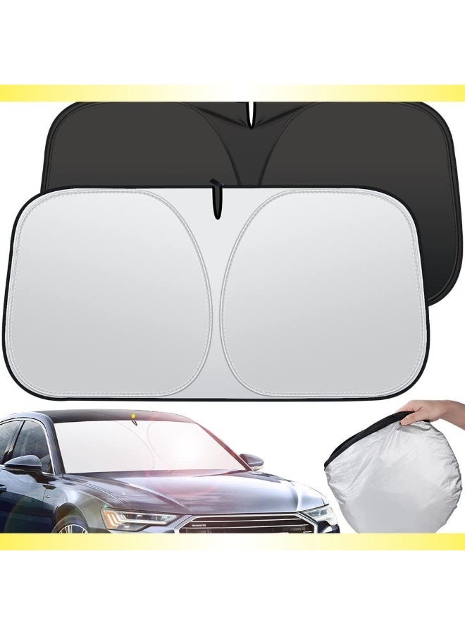 142 * 80CM Foldable Car Windshield Sunshade Front Windshield Reflective Sunshad With Storage Pouch Car Front Window For Top Blocks UV Rays And Sun Heat Protection Keeps - Image 1