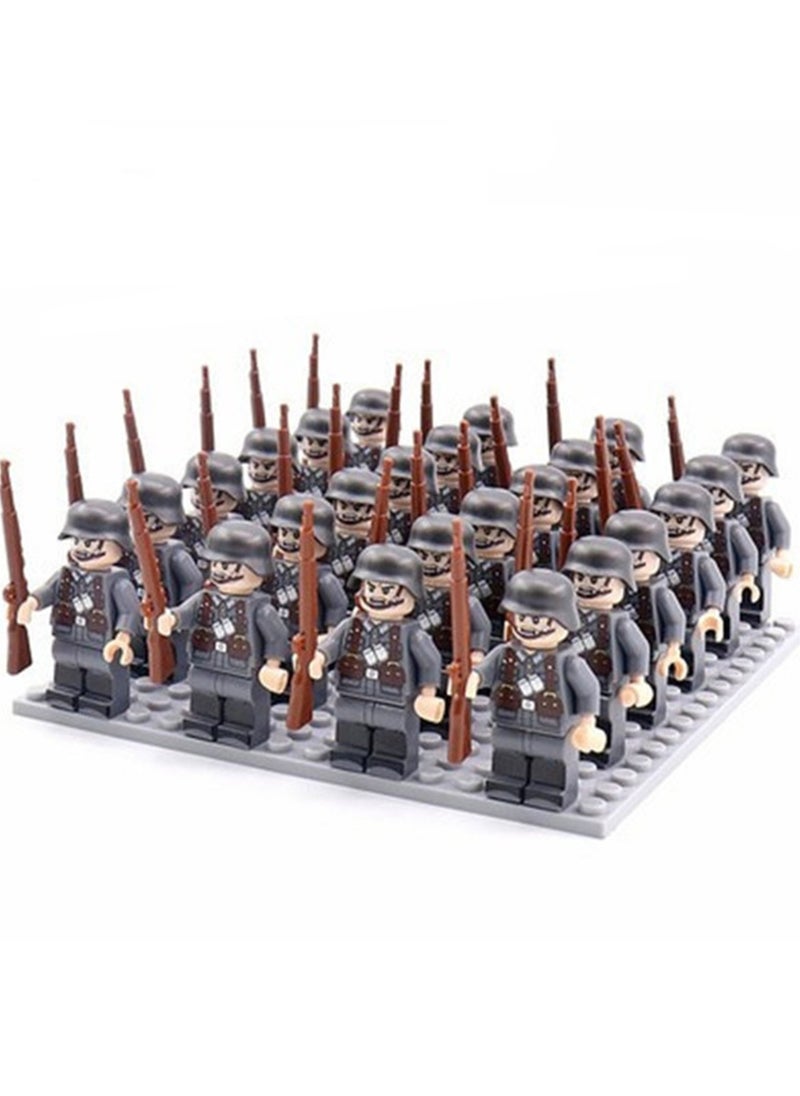 Army Block Toy Set 24 Pieces Small Particle Assembly Toys (National Army Square)  - Image 1