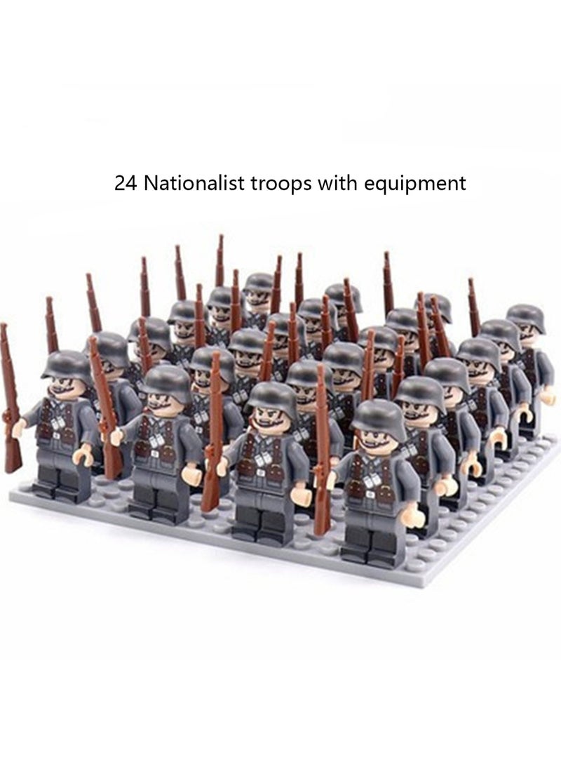 Army Block Toy Set 24 Pieces Small Particle Assembly Toys (National Army Square)  - Image 2