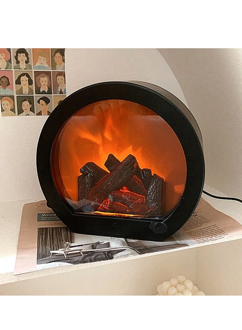 BLUE CORAL LED Flame Lantern Lamp Simulation Flame Fireplace Night Light Flameless Light USB Battery Powered Decor Courtyard Living Room Decoration  - Image 1
