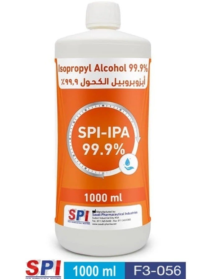 SPI SPI-IPA Isopropyl Alcohol 99.9% Antiseptic, Disinfectant and Rubefacient For Quick Drying and General Disinfecting 1000 ml  - Image 1