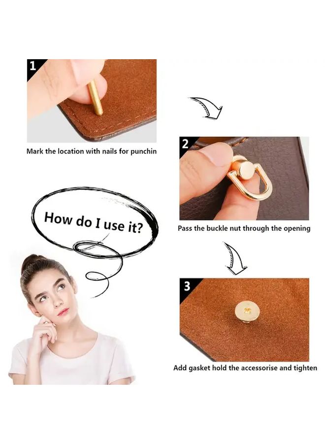 مسامير حلقات D البرونزية الدوارة للحرف الجلدية والأحزمة والحقائب وتزيين وتنظيم الصندوق DIY - Image 5