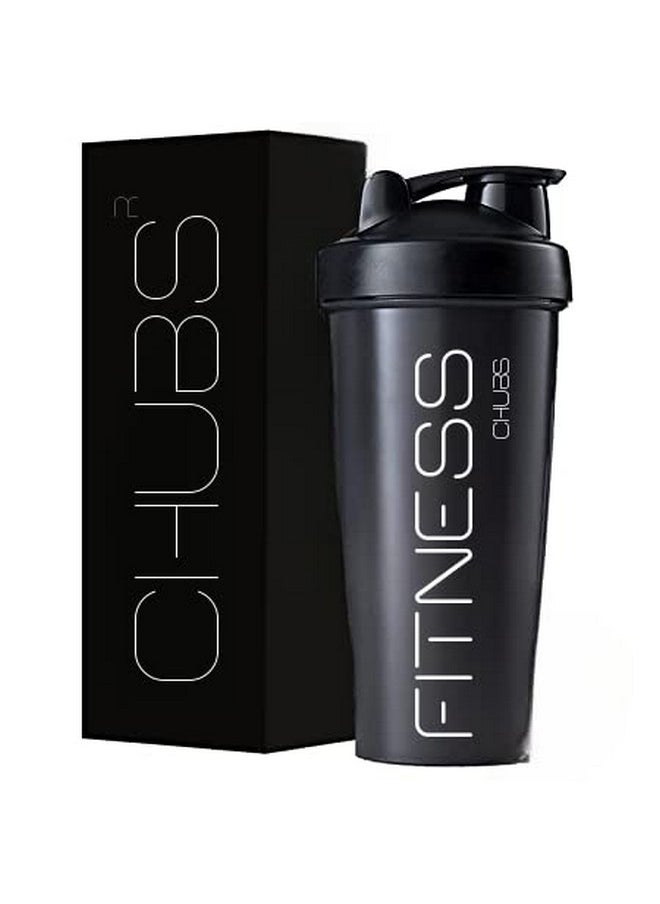 Chubs Fitness Series Protein Shaker Bottle, 100% Leak Proof Guarantee, Gym Bottle For Protein Shake/Sipper Bottle Pre Workout Bcaas, Bpa Free Material With Plastic Ball (Black, 700Ml, Pack Of 1)  - Image 1