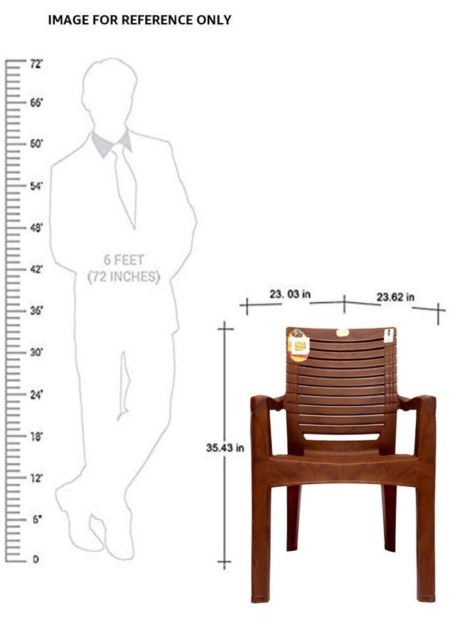 ANMOL Plastic Moulded Fortuner High Back Chair with Heavy Structure Build for Home, Garden, Office, Outdoor Brown (Heavy Sturdy Structure Matt Pattern) Pack of (1) - Image 3