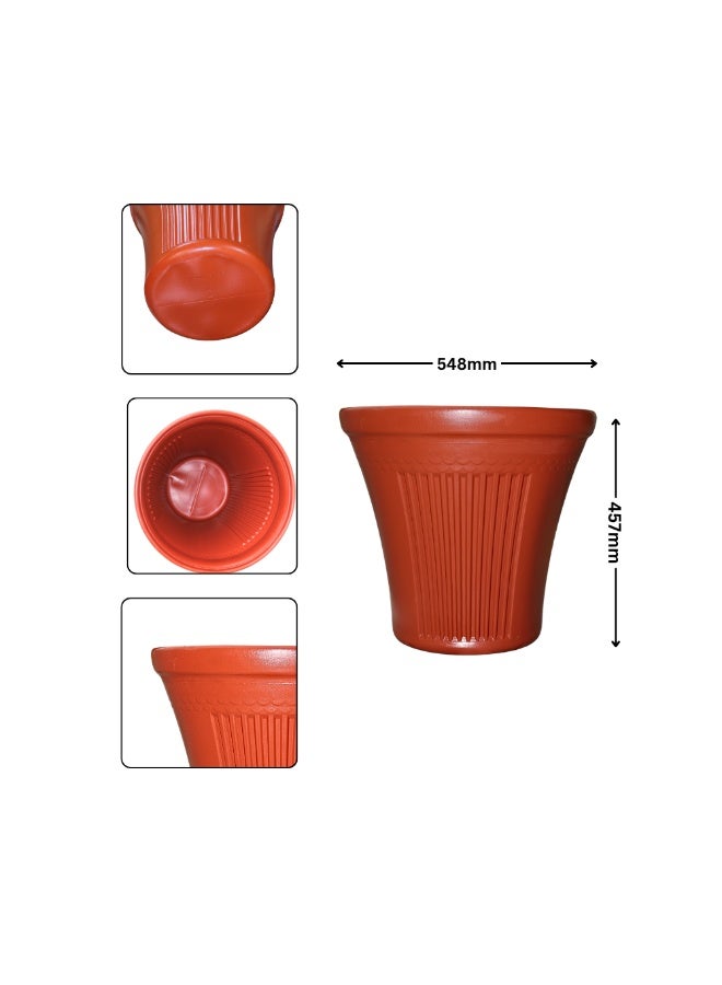 إس إن إتش vوعاء زهور بلاستيكي متين - حاويات نباتات داخلية وخارجية مزخرفة، مثالي للاستخدام في البستنة والحضانة، مقاس 18 بوصة - لون بني - Image 2