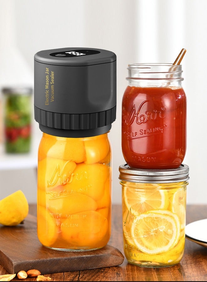 NIBEMINENT Electric Jar Vacuum Sealer, Portable Vacuum Sealing Device, Jar Lid Sealer, Electric Jar Sealing Machine, Air Removal for Jars, Time-Saving, Electric Food Preserver With 10 Jar Lids  - Image 4