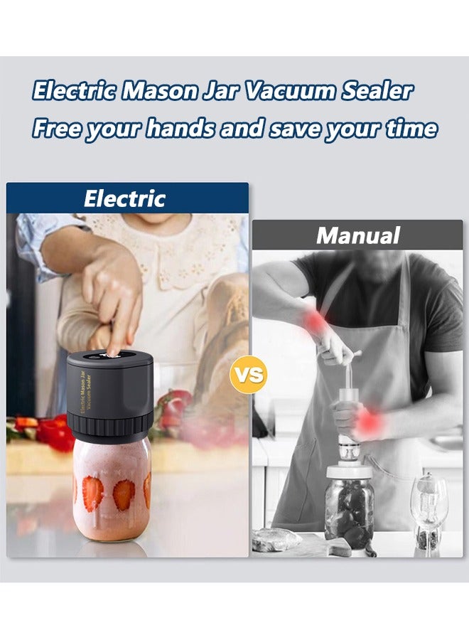NIBEMINENT Electric Jar Vacuum Sealer, Portable Vacuum Sealing Device, Jar Lid Sealer, Electric Jar Sealing Machine, Air Removal for Jars, Time-Saving, Electric Food Preserver With 10 Jar Lids  - Image 5
