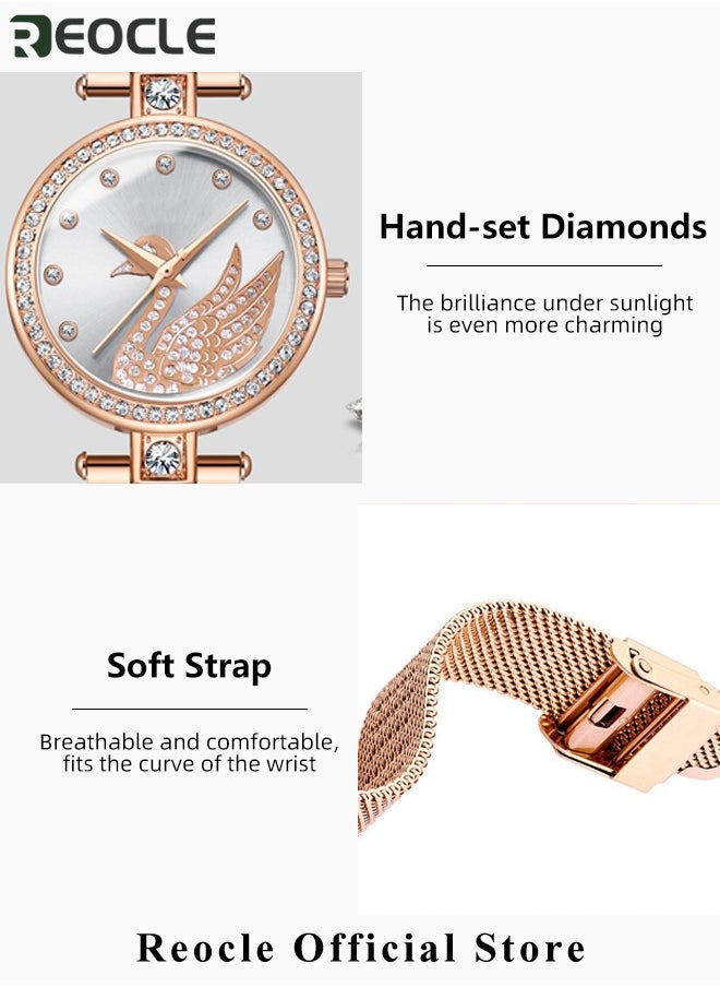 REOCLE - Women's Elegant Watch and Bracelet Set with Watch & Bracelet & Necklace & Ring & Earrings & Bracelet Jewelry Set Dress Wrist Watch for Ladies as Gifts - Image 1