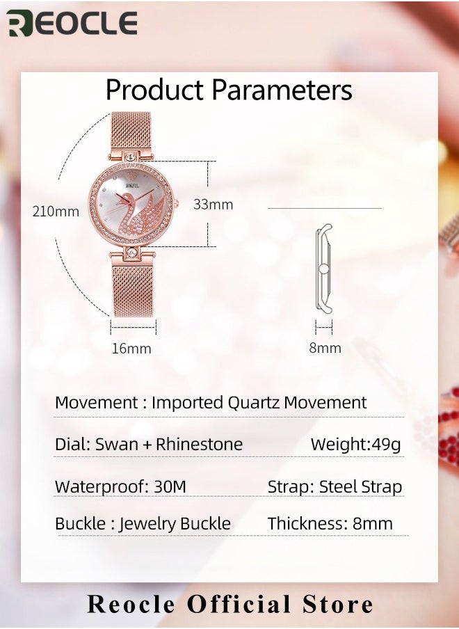 REOCLE - Women's Elegant Watch and Bracelet Set with Watch & Bracelet & Necklace & Ring & Earrings & Bracelet Jewelry Set Dress Wrist Watch for Ladies as Gifts - Image 1