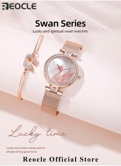 REOCLE Women's Elegant Watch and Bracelet Set with Watch & Bracelet & Necklace & Ring & Earrings & Bracelet Jewelry Set Dress Wrist Watch for Ladies as Gifts  - Image 3