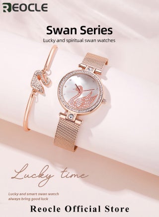 Women's Elegant Watch and Bracelet Set with Watch & Bracelet & Necklace & Ring & Earrings & Bracelet Jewelry Set Dress Wrist Watch for Ladies as Gifts - view 3