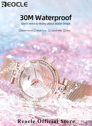 Women's Elegant Watch and Bracelet Set with Watch & Bracelet & Necklace & Ring & Earrings & Bracelet Jewelry Set Dress Wrist Watch for Ladies as Gifts - view 4