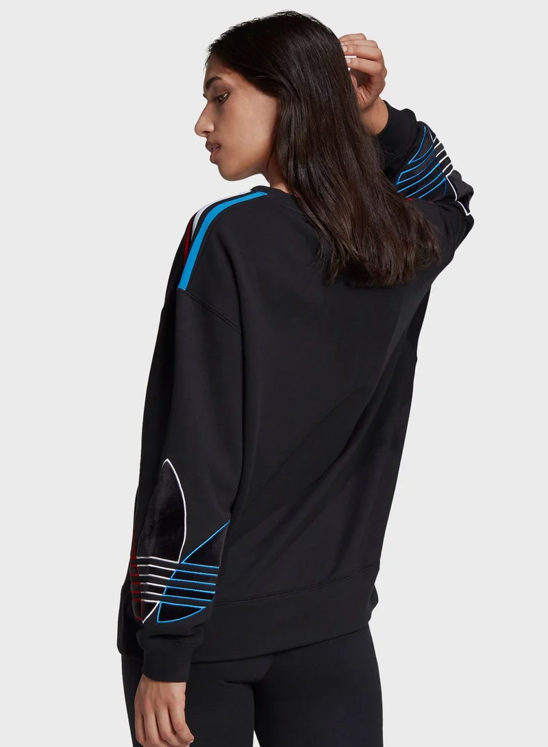 adidas Originals Adicolor Tricolor Trefoil Velvet Sweatshirt