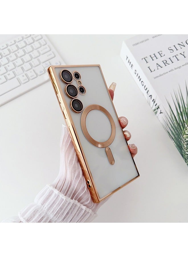 HY Compatible Samsung Galaxy S23 Ultra 5G Case Magnetic with Full Camera Lens Protective for Women Girls, Cover Phone Case for Samsung Galaxy S23 Ultra Case Cover 6.8 Inches (Gold)  - Image 3
