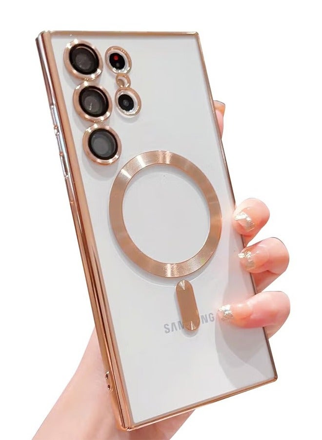 HY Compatible Samsung Galaxy S23 Ultra 5G Case Magnetic with Full Camera Lens Protective for Women Girls, Cover Phone Case for Samsung Galaxy S23 Ultra Case Cover 6.8 Inches (Gold)  - Image 1