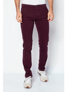 Men Regular Fit Solid Pant, Maroon