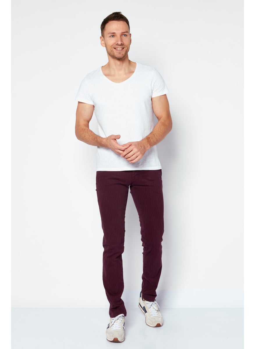 TRUSSARDI JEANS Men Regular Fit Solid Pant, Maroon  - Image 2