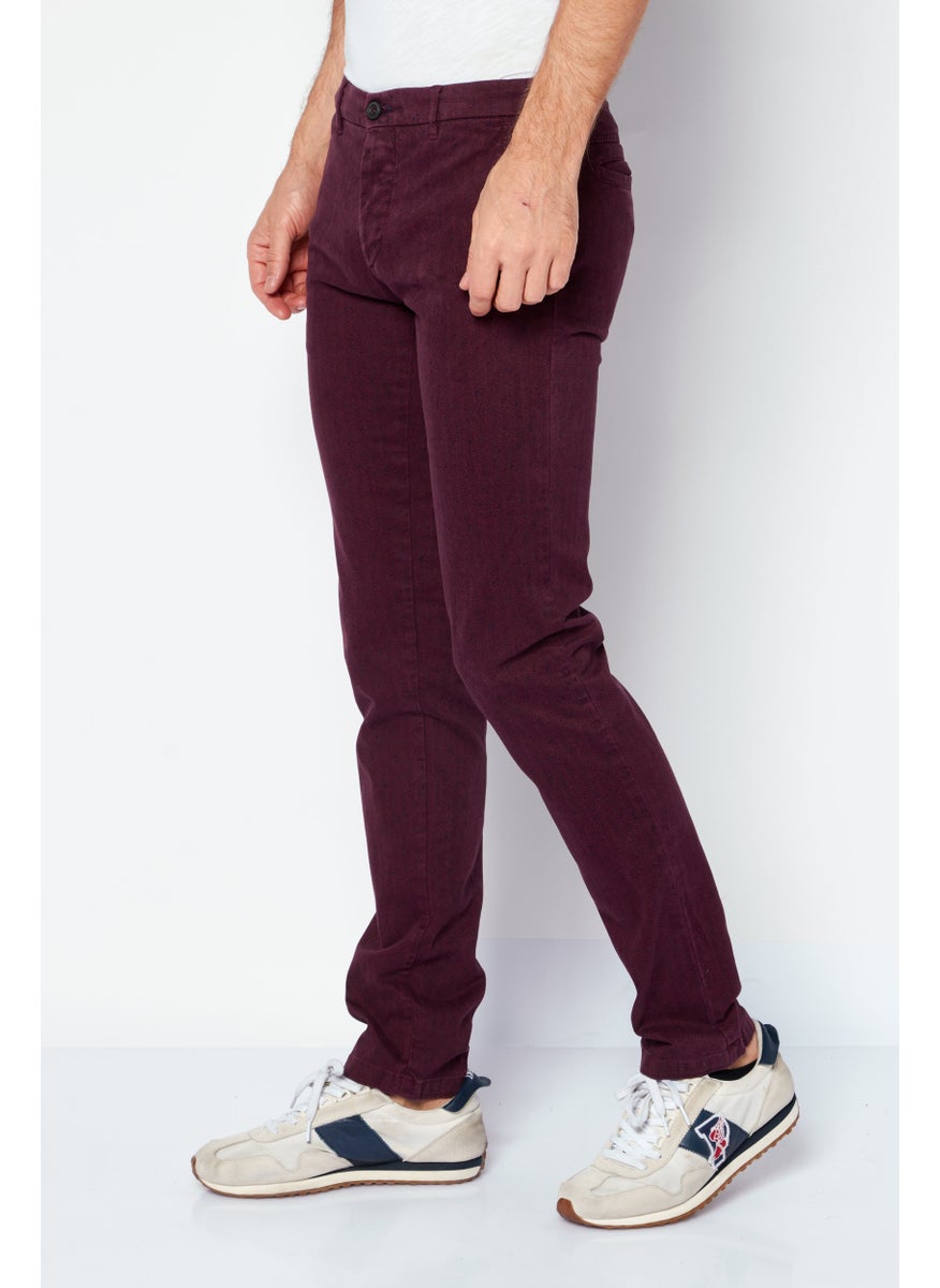 TRUSSARDI JEANS Men Regular Fit Solid Pant, Maroon  - Image 3