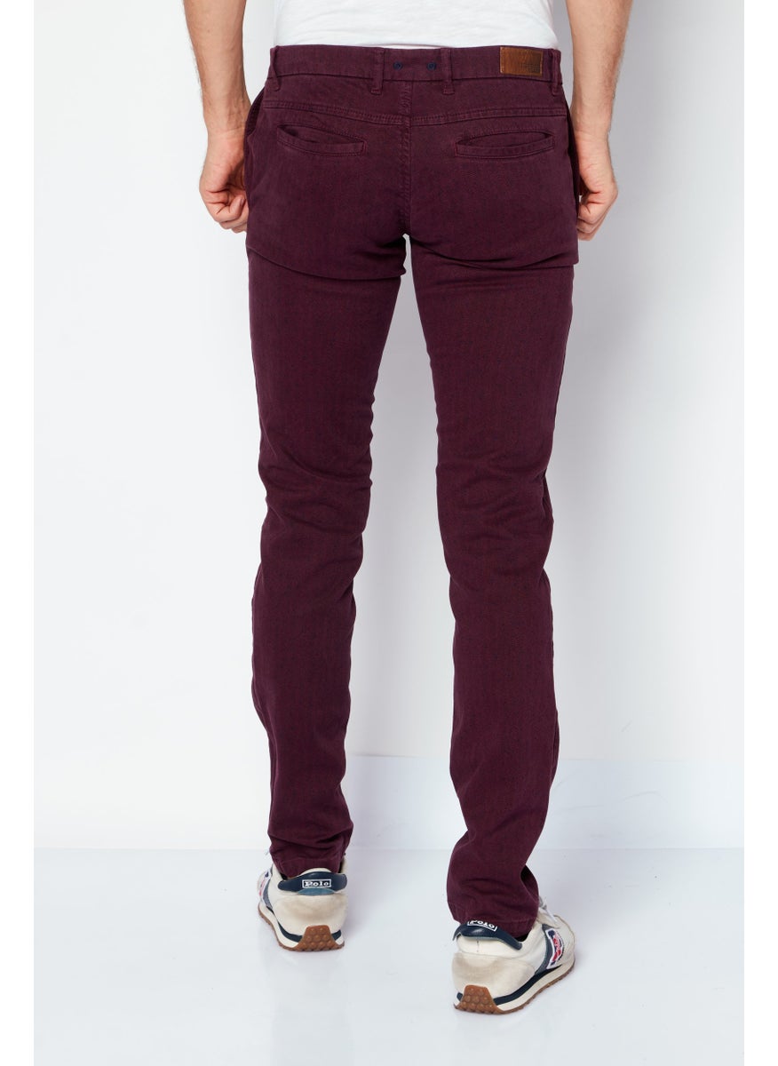 TRUSSARDI JEANS Men Regular Fit Solid Pant, Maroon  - Image 4