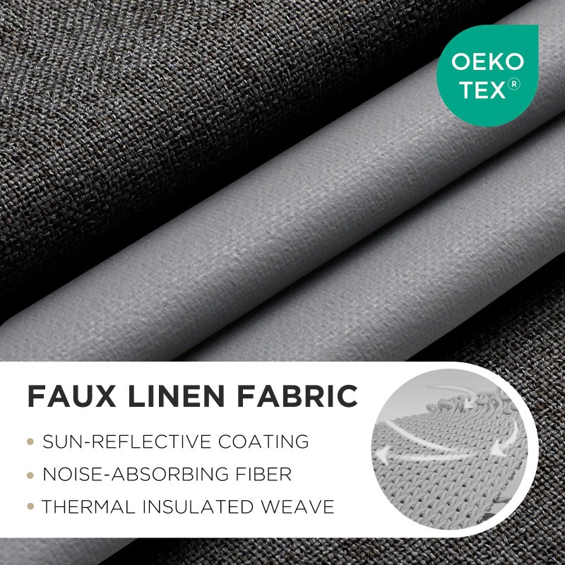 Joydeco Charcoal Grey Blackout Curtains 120 Inches Long  Extra Long Curtains 120 Inch Length 1 Panel for Bedroom  Thermal Insulated Linen Black Out Curtains with Grommets(100x120  Charcoal Grey) - Image 2